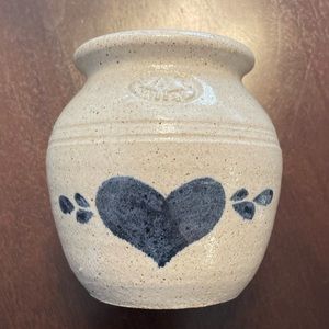 Pinewood Valley | Vintage Small Blue Heart Stoneware Pottery Crock